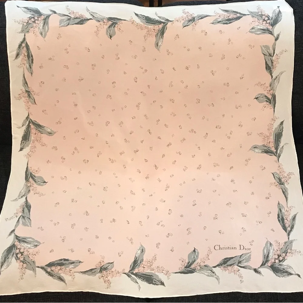 Christian Dior Pink Floral Silk Scarf 😍🌸